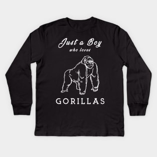 Cute Gorilla T-Shirt, Gift For Animal Lover, Men, and Boy Kids Long Sleeve T-Shirt